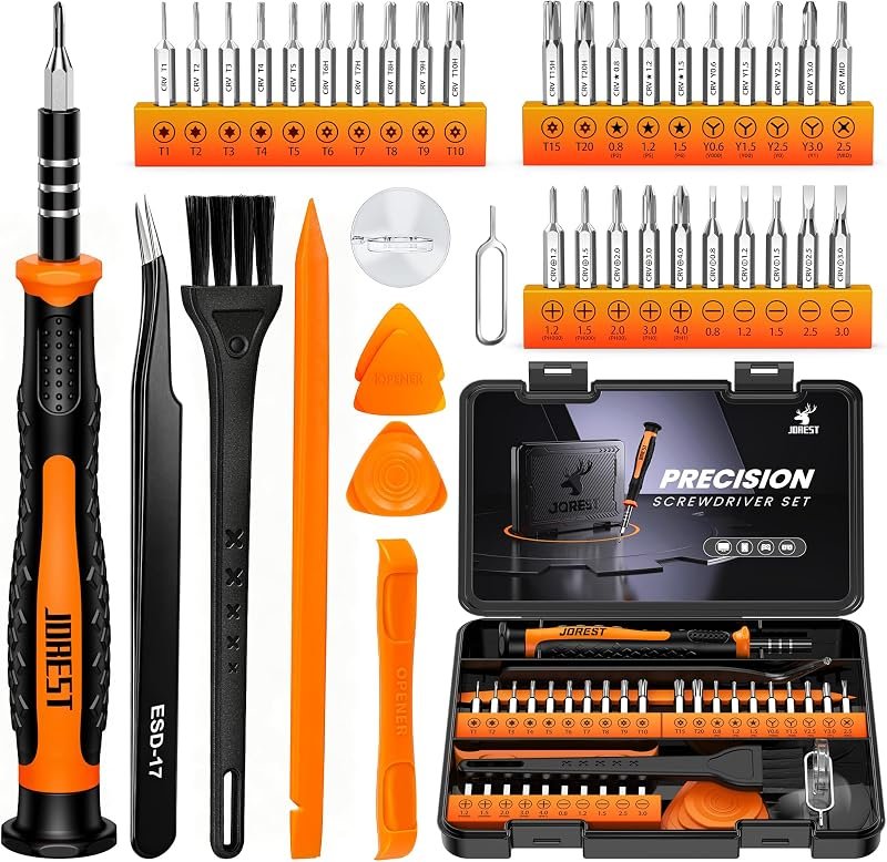JOREST 40Pcs Destornilladores Precision Kit, Set Herramientas con Torx T1 T2 T3 T4 T5, TR6 T7 T8 T9 T10 T15, T