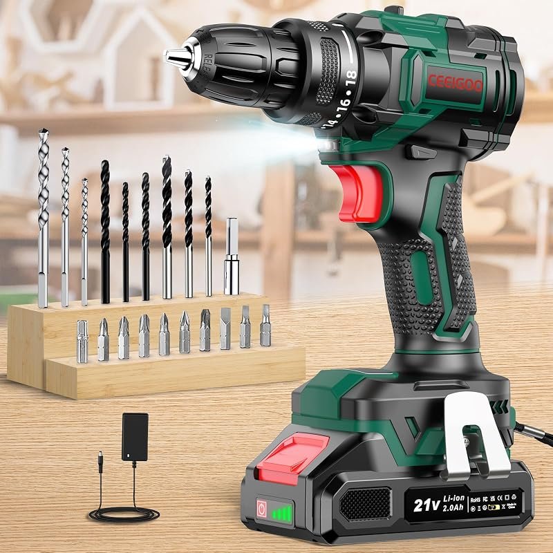 Taladro Atornillador Batería Sin Escobillas,Destornillador Electrico 21V con Batería 2.0Ah, Atornillador Bater